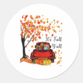 Sticker Rond It’s Fall Y’all Pumpkin Leopard Fall Season Autumn (Devant)