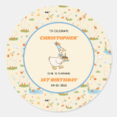 Sticker Rond It’s ONE Silly Goose Retro 1st Birthday Fun Modern (Devant)