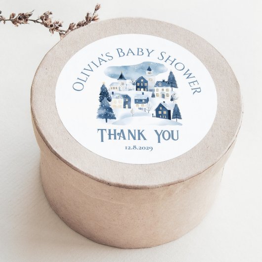 Sticker Rond It takes a Village Winter Night Snow Thank you