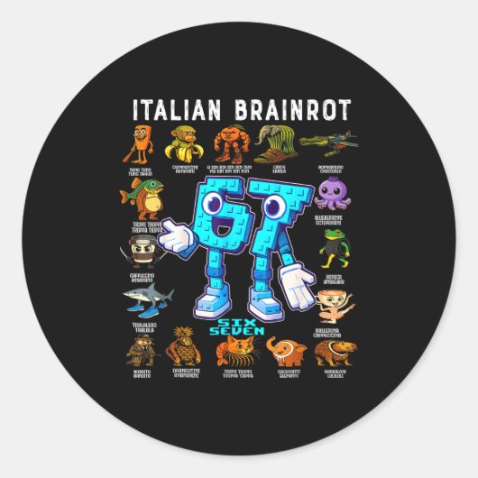 Sticker Rond Italian Brainrot Funny 67 Meme Birthday Decoration (Devant)
