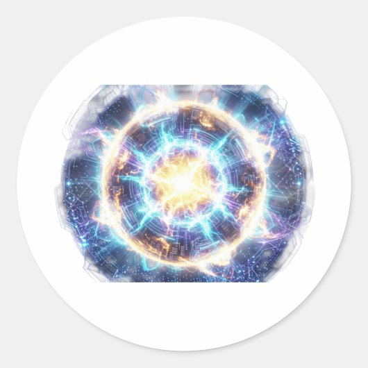 Sticker Rond Italian Brainrot Pizza Chaos – Cyberpunk Glitch Me (Devant)