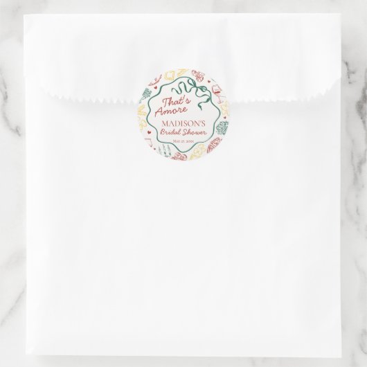 Sticker Rond Italian Pasta Thats Amore Bridal Shower Seal (Sac)