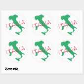 Sticker Rond Italie carte art avec Italia (Feuille)