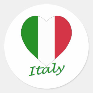 Sticker Rond Italie - Coeur du drapeau