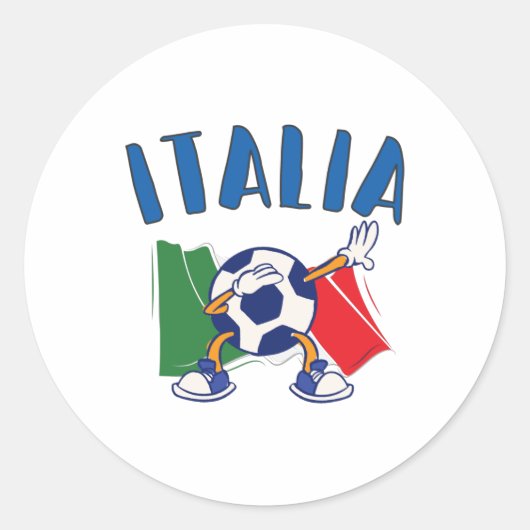 Sticker Rond Italie Dabbing Soccer Ball Drapeau (Devant)