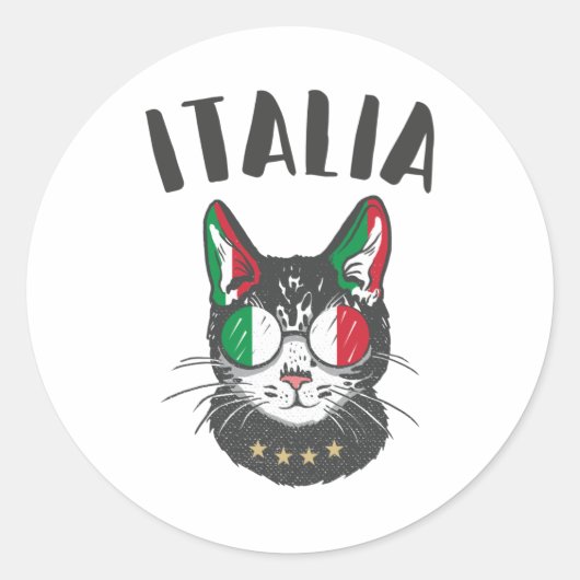Sticker Rond Italie Soccer Chat Mascotte drapeau italien (Devant)