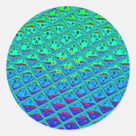 Sticker Rond Italien bleu sirène Motif Art Imprimer (Devant)