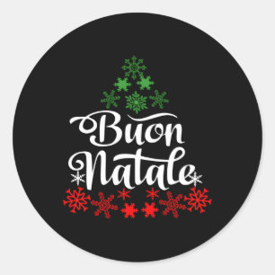 Sticker Rond Italien Buon Natale Flocon de neige Italie Arbre
