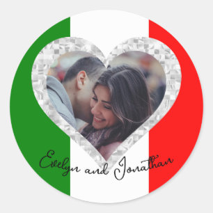 Sticker Rond Italien Love Drapeau d'Italie Coeur