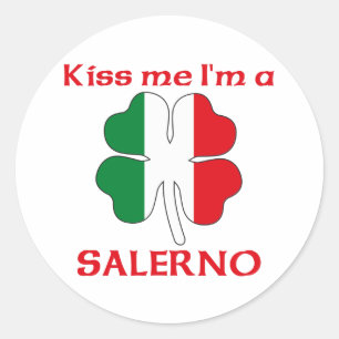 Sticker Rond Italiens personnalisés m'embrassent que je suis