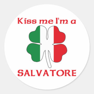Sticker Rond Italiens personnalisés m'embrassent que je suis