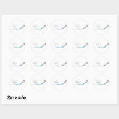 Sticker Rond Itinéraire d'avion Monogramme Mariage Date Merci (Feuille)