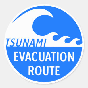 Sticker Rond Itinéraire d'évacuation en cas de tsunami