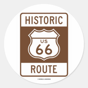 Sticker Rond Itinéraire historique 66 (signe des USA