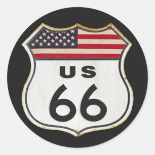 Sticker Rond Itinéraire USA 66