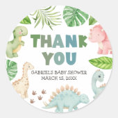 Sticker Rond It's a Boy Dinosaur Baby Shower  (Devant)