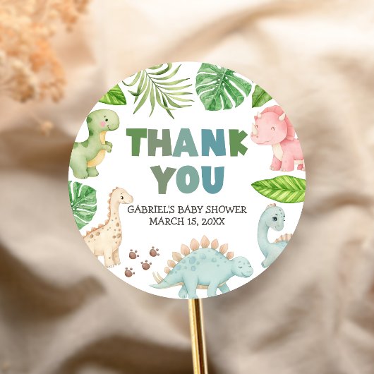 Sticker Rond It's a Boy Dinosaur Baby Shower 