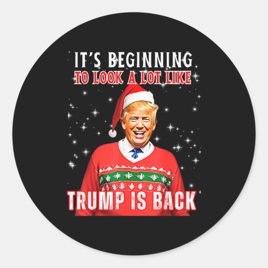 Sticker Rond Its Beginning To Look A Lot Like Trump Is Back (Devant)