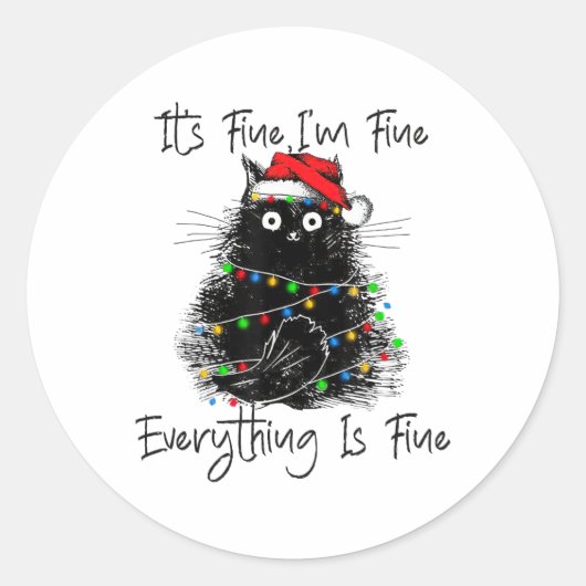 Sticker Rond Its Fine I'm Fine Everything Is Fine Christmas Bla (Devant)