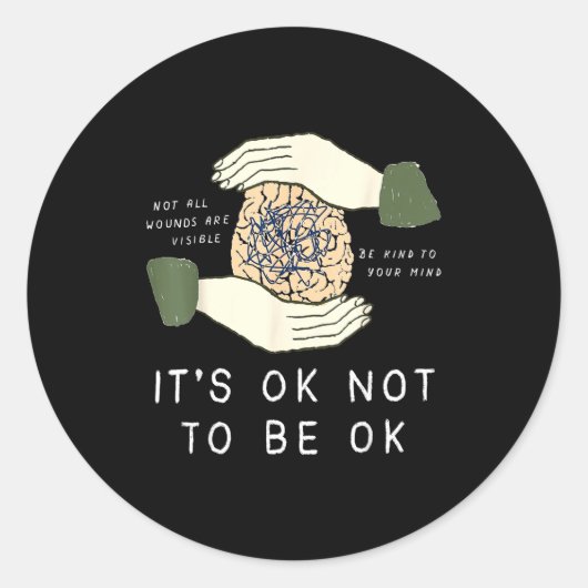 Sticker Rond Its Ok To Not Be Ok Suicide Prevention Awareness B (Devant)
