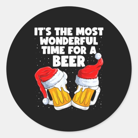 Sticker Rond It's The Most Wonderful Time For A Beer Lover Chri (Devant)