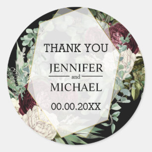 Sticker Rond Ivoire Bourgogne noir moody rose eucalyptus