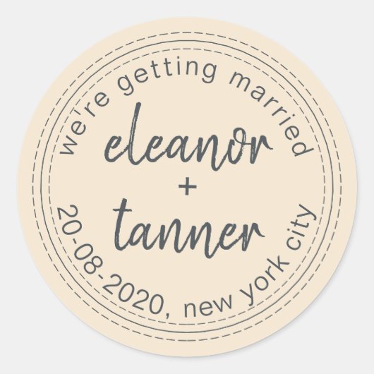 Sticker Rond Ivoire Enregistrer la date Mariage Enveloppe Sceau (Devant)