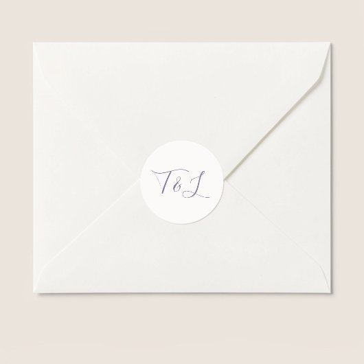 Sticker Rond Ivoire | Initiales de script minimal simple Mariag
