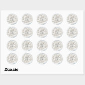 Sticker Rond ivoire Peony sur Dusty Blue (Feuille)