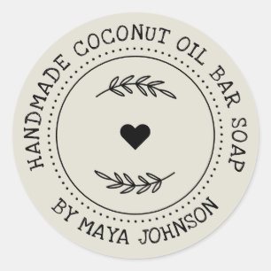 Sticker Rond Ivoire Poussiéreux Rustique Fleurs Faites Main