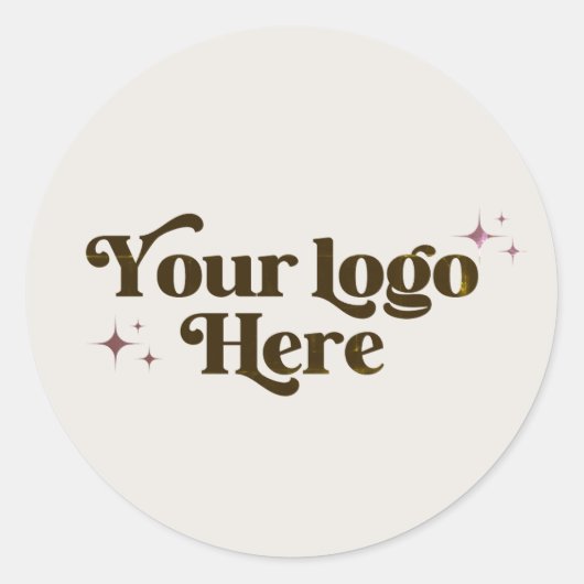 Sticker Rond Ivory Beige Boho Petite entreprise Logo Merci (Devant)
