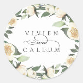 Sticker Rond Ivory Bloom | Mariage fleuri personnalisé (Devant)