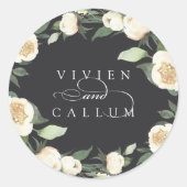 Sticker Rond Ivory Bloom | Mariage fleuri personnalisé (Devant)