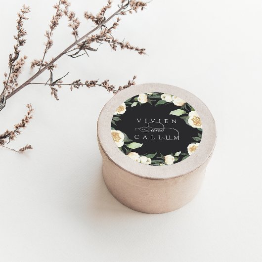 Sticker Rond Ivory Bloom | Mariage fleuri personnalisé