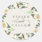 Sticker Rond Ivory Bloom | Mariage fleuri personnalisé (Devant)