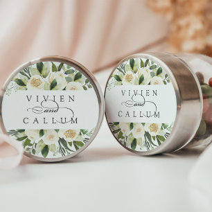 Sticker Rond Ivory Bloom Mariage floral personnalisé