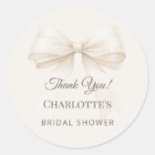 Sticker Rond Ivory bow cream thank you Bridal Shower (Devant)