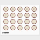 Sticker Rond Ivory & Burgundy Stripes Retro Custom Wedding (Feuille)