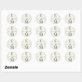 Sticker Rond Ivory Coffee Monogram Date Wedding (Feuille)
