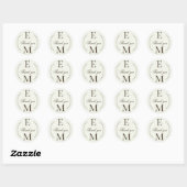 Sticker Rond Ivory Coffee Monogram Wedding Thank You (Feuille)