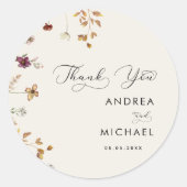 Sticker Rond Ivory Crème Boho Automne Fleur sauvage Merci Maria (Devant)