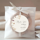 Sticker Rond Ivory Crème Boho Automne Fleur sauvage Merci Maria