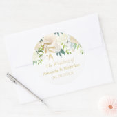 Sticker Rond Ivory Floral Rose mariage personnalisé (Enveloppe)