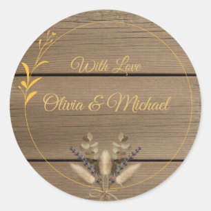 Sticker Rond Ivory Gold Boho Floral Élégant Script Rustique