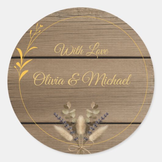 Sticker Rond Ivory Gold Boho Floral Élégant Script Rustique (Devant)