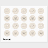 Sticker Rond Ivory Modern Mariée et Mariage de noms de chambre (Feuille)