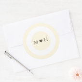 Sticker Rond Ivory Modern Monogram Heart Wedding Favor (Enveloppe)