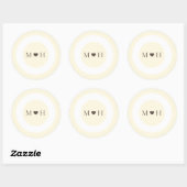 Sticker Rond Ivory Modern Monogram Heart Wedding Favor (Feuille)