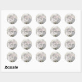 Sticker Rond Ivory Olive Photo Wedding Thank You (Feuille)