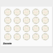 Sticker Rond Ivory Pink or Floral Boho Mariage Fête des mariées (Feuille)
